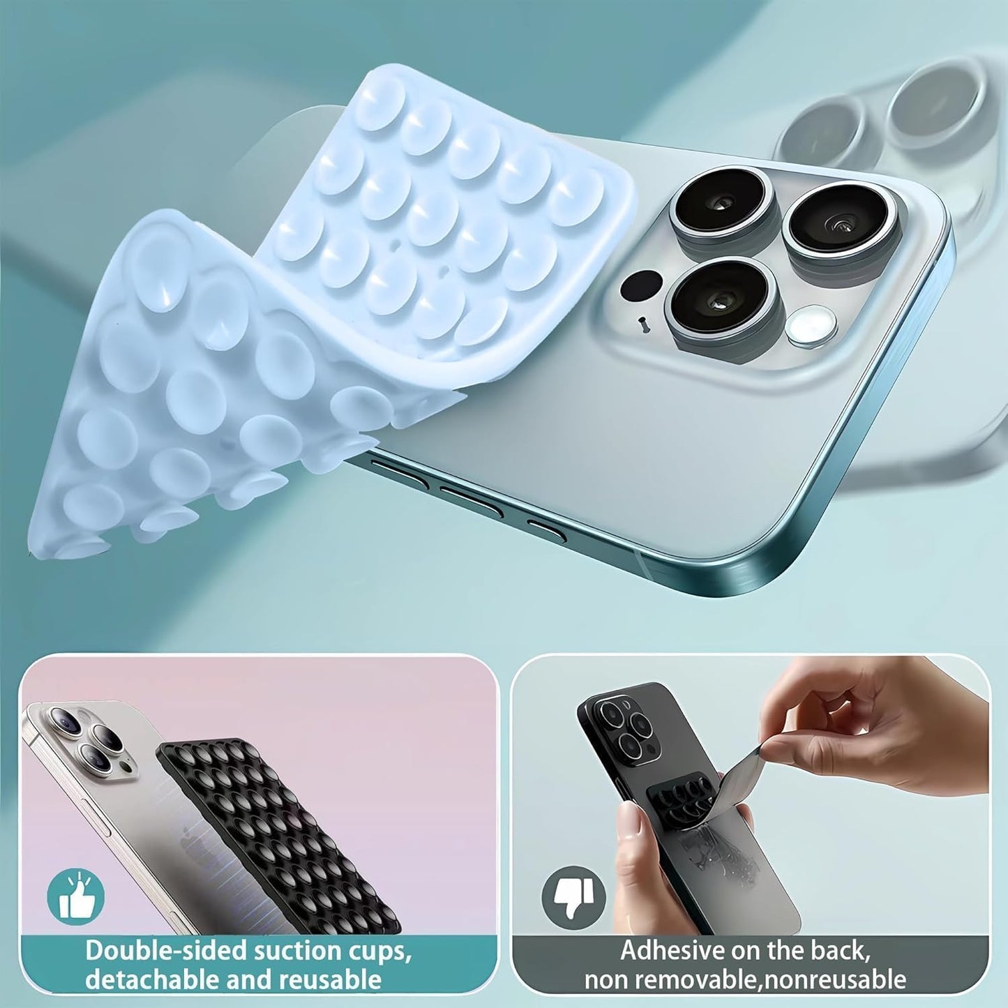 Gripply Suction Suction Pad Sticker (Pack of 3 Assorted) for Hands-Free Mobile Accessory Holder Grip.