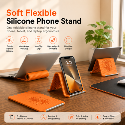 Gripply Flexible Silicone Stand for phones, tablets, desks, travel